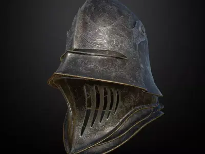 HELMET5 Game Ready medieval helmet Low-poly 3D model