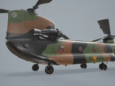 CH-47D Chinook Spanish Army Complex Animation Low-poly 3D model