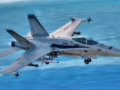 FA 18 Hornet-with Cocpit-Fully Rigged-Changeable decal and text Low-poly 3D model