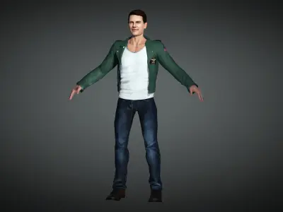 Maverick man in jeans Low-poly 3D model