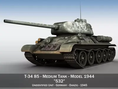 T-34 85 - Soviet medium tank - 532 3D model