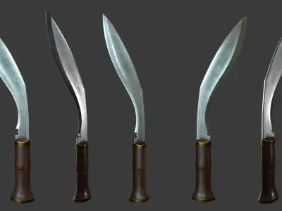 Kukri Tactical Knife Low-poly 3D model