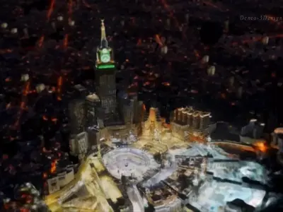 Masjid Alharam - Mecca - textured view only from one side Low-poly 3D model