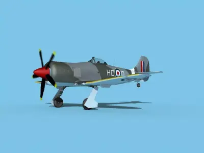 Hawker Tempest MKII V04 RAF 3D model