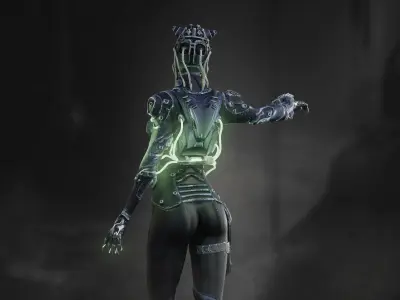 Sci Fi Cyborg Girl Low-poly 3D model