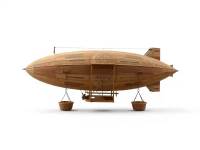 Vintage Wooden Airship model pack Low-poly 3D model