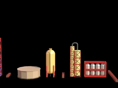 industrial site low poly Low-poly 3D model
