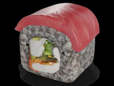 Sushi Tuna tiger prawn masago caviar wakame salad cream 3D model