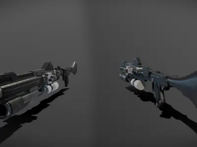 Star wars dc-15a blaster rifle with Grenade Launcher Low-poly 3D model