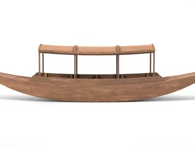 Traditional Thai wooden boat No01 Low-poly 3D model