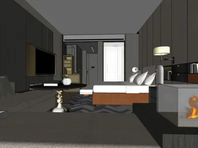 Free Hotel Room 3D SKP model Free 3D model purchase