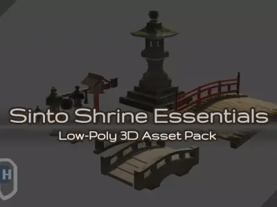 Sinto Shrine Essentials Low-poly 3D model