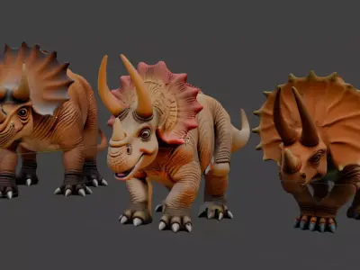 Triceratops 3D Model Pack  Stylized Dinosaurs for Game 3D model
