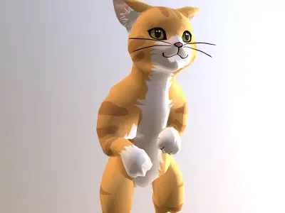 Tiger Cat Stand Yellow Cat Waving Cycle 3D model