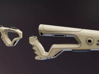 CQR Gen 2 AR Stock and Grip Low-poly 3D model