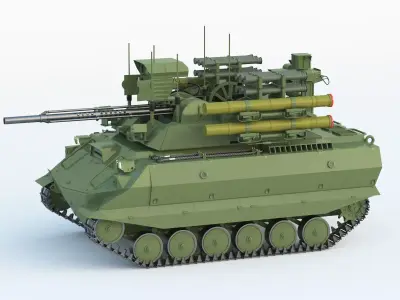 Uran-9 armored vehicle with machine gun 3D model