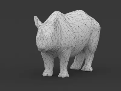 Low Poly Rhino Rhinoceros Low-poly 3D model