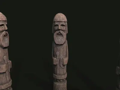 Totem wood 4 pbr 4k  Low-poly 3D model