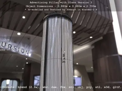 Advertising Pillar with Glass 3 Low-poly 3D model