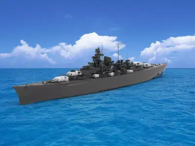 German battleship Tirpitz 3D model