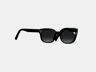 Aubrey Low Bridge Fit Sunglasses in Jet Black Low-poly 3D model