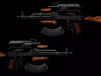 Ak-M game ready Low-poly 3D model