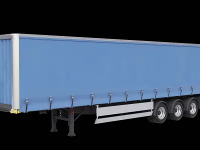Curtainsider Semi Trailer All PBR Unity UE Textures Low-poly 3D model