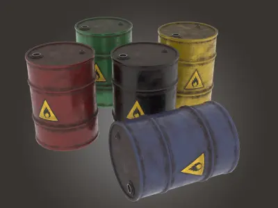 Metal Barrel Low-poly 3D model