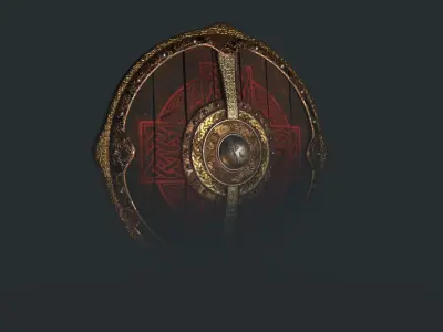Battle Worn Viking Shield Low-poly 3D model
