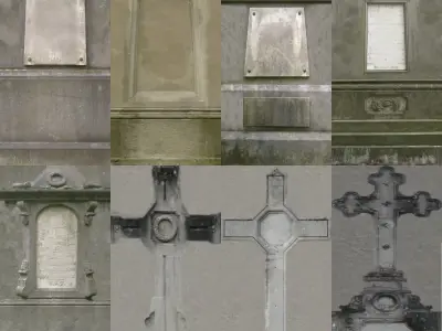 Gravestones group of Low-poly 3D model