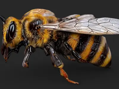 Bee Cartoon Low-poly 3D model