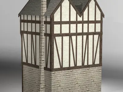Medieval high house2 Free low-poly 3D model