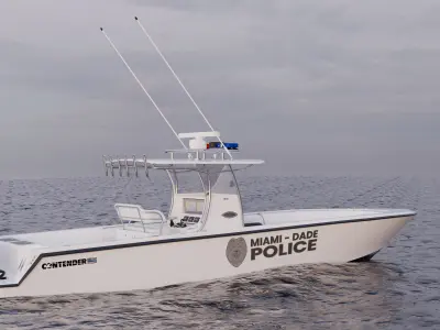 Contender Police Boat with Trailer  3D model
