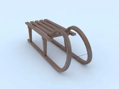 Sled 3d model wooden 3D model