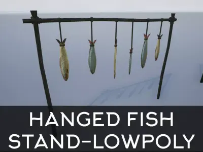Lowpoly Hanged Fish Stand Low-poly 3D model