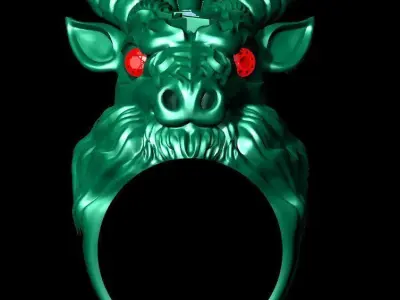 Nhan Nam Dau De - Men Ring Goat Head 3D print model