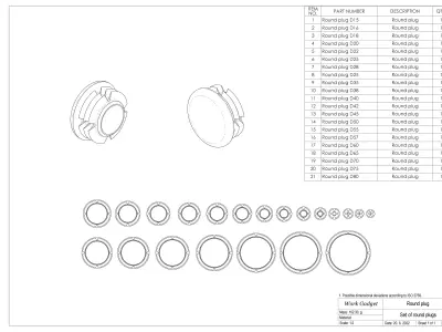 Set of round plugs Low-poly 3D model