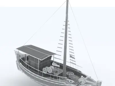 traditional fish boat Mediterranean sea 3D model