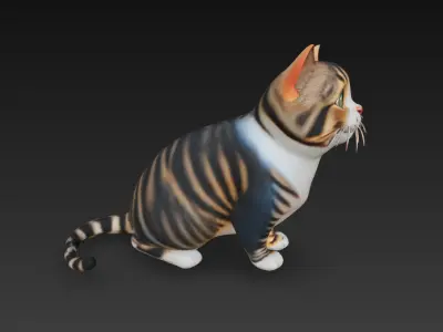 Cat Realistic 3D Model - Low Poly Realistic Low-poly 3D model
