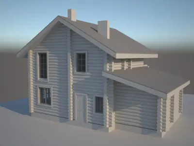 Log house wooden project Revit Max 3D model