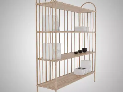 Bamboo Bookcase Free 3D model