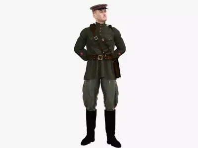 Red Army Officer Soviet ww2 Low-poly 3D model