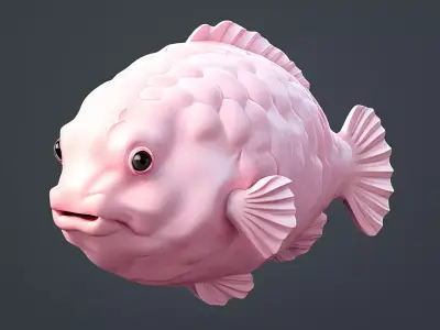 Stylized Pink Fish 3D Model Low-poly 3D model