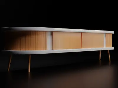 Mid-Century Modern TV Stand Free 3D model