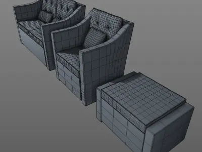 Outdoor Wicker Set Free low-poly 3D model