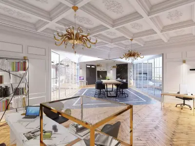 Office design skp with lumion rendering Free 3D model