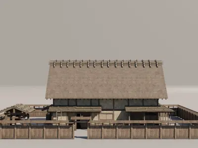 Japanese Modular Folk Houses Low-poly 3D model