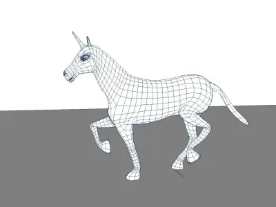 horse unicorn rig and walk cycle animation Low-poly 3D model