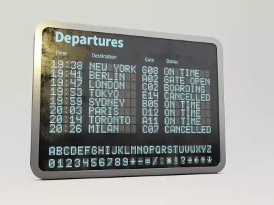 Airport departure billboard 3D model