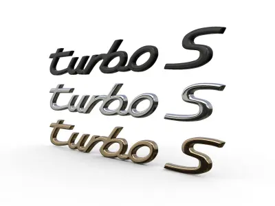 turbo s Porsche emblem nameplate 3D model